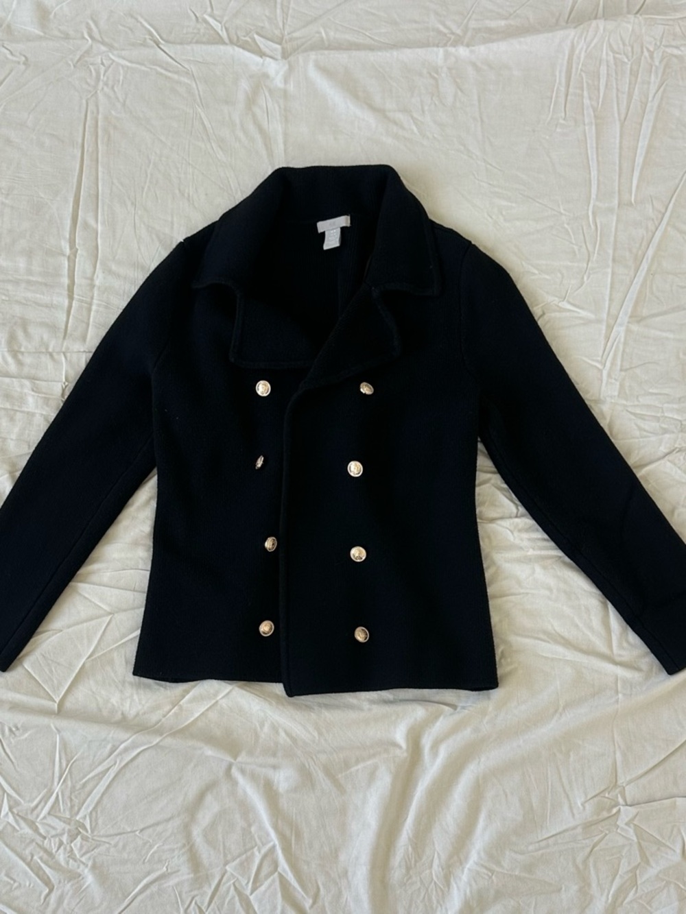 H&M Black Double-Breasted Women's Peacoat Jacket